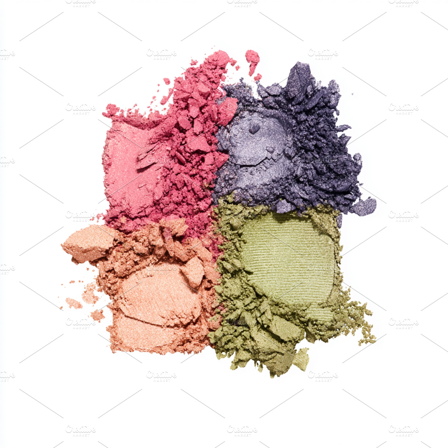 Crushed makeup eyeshadow palette displaying colorful cosmetic sh, a Photo by Studio ANNA