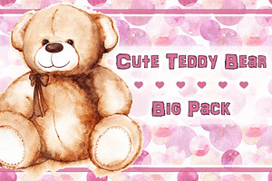 Watercolor cute Teddy Bear pack