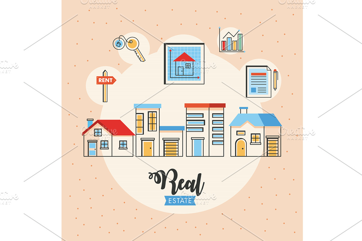 real estate lettering concept, an Object Illustration by studiogstock