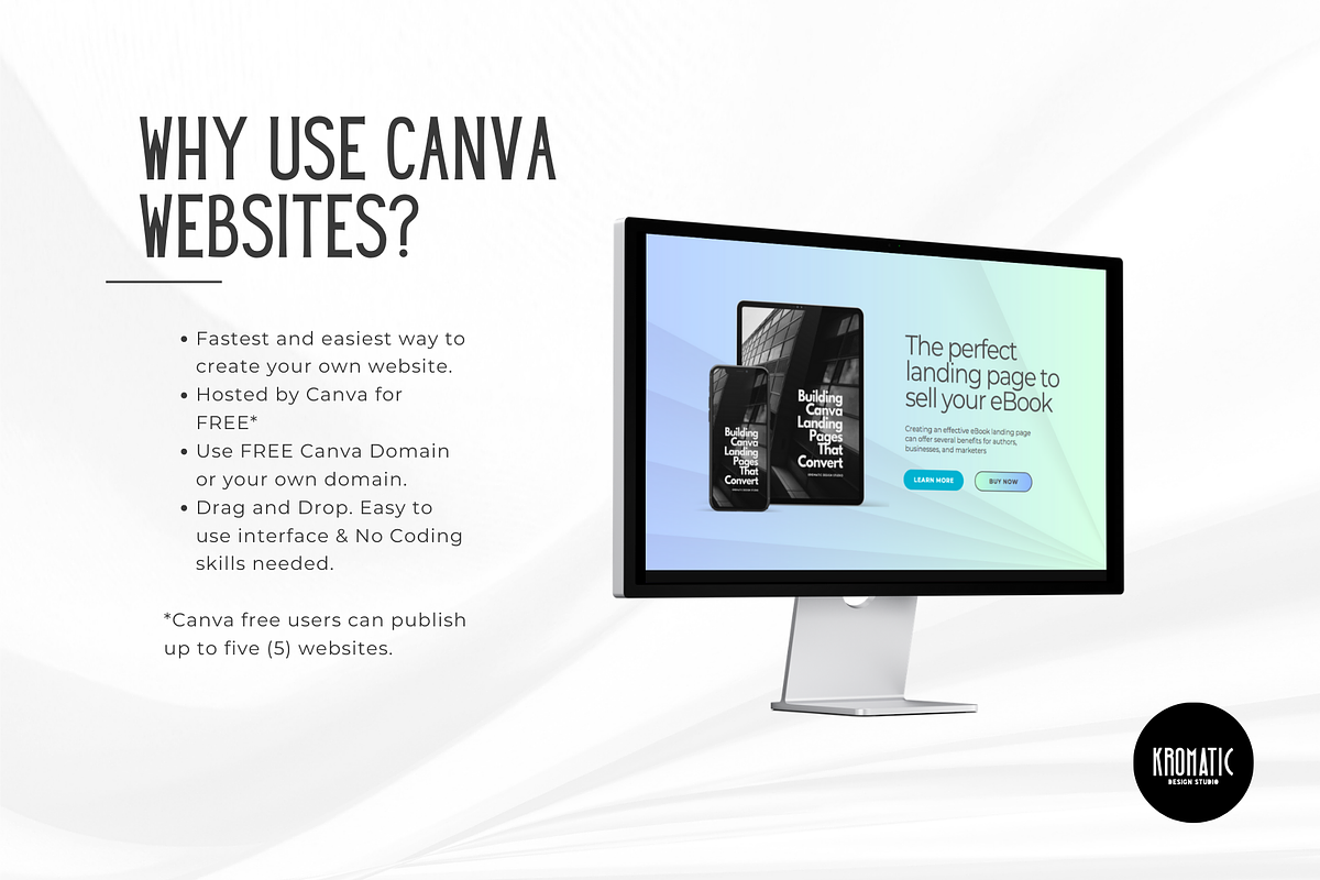 Ebook Landing Page Template Canva, a Landing Page Template by Kromatic Design Studio (Photo 4 of 8)