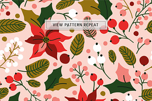 POINSETTIA Winter Seamless Pattern