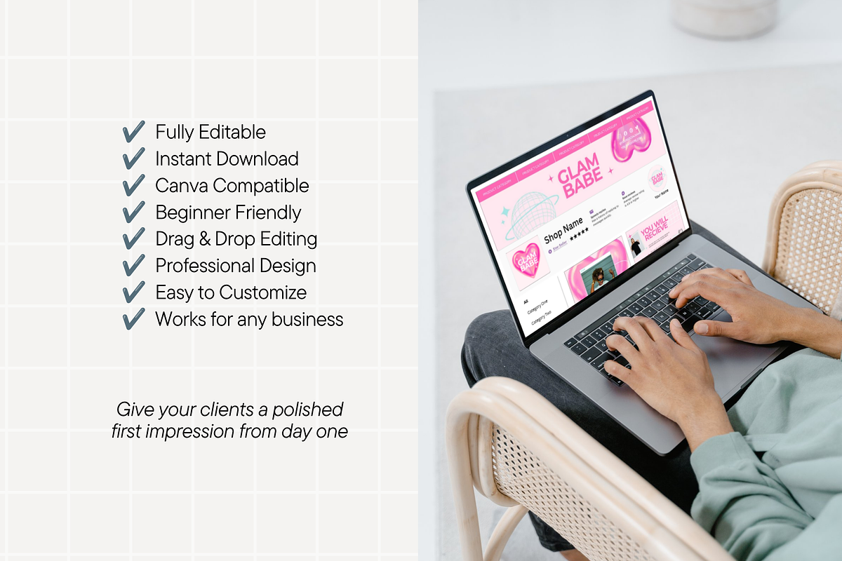 Y2k Pink Etsy Shop Kit Template, a Branding & Logo Template by Anna Design Studio (Photo 8 of 8)