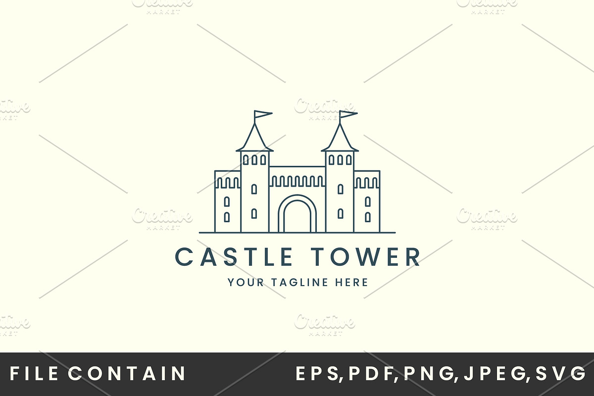 castle tower line art logo vector, a Branding & Logo Template by SD 22