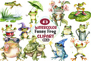 Quirky Frog Clipart, Funny Frog Art,, an Illustration by DreamCafeArt (Thumbnail 1 of 6)
