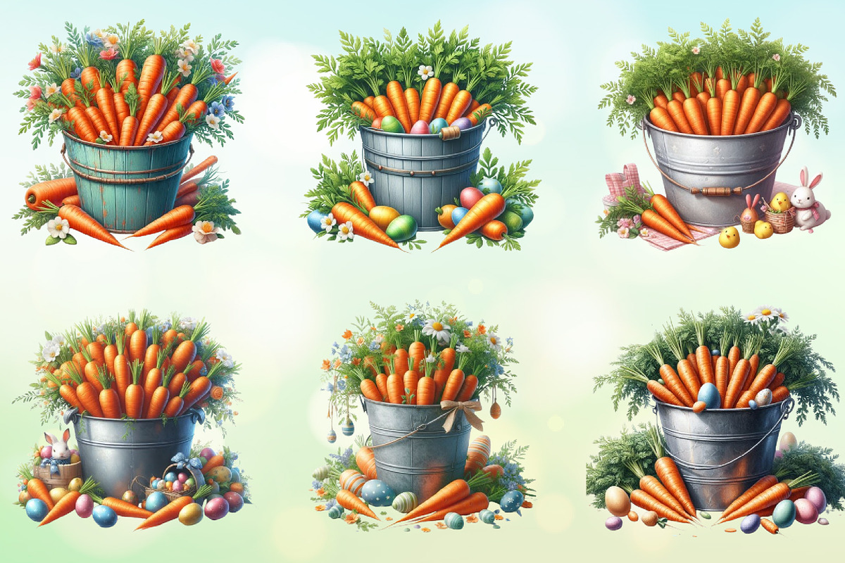 Watercolor Carrot in Basket Clipart, a Seasonal Illustration by Craft Nest (Photo 2 of 6)