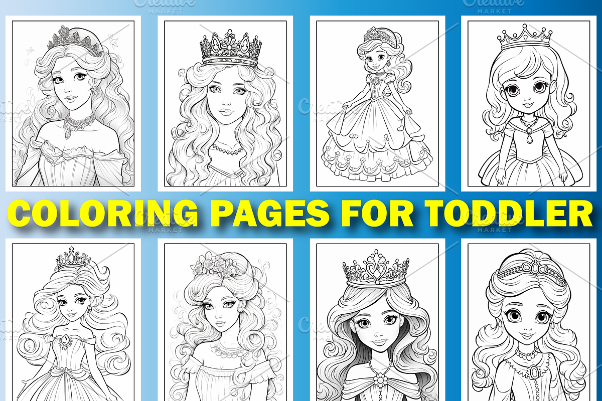 Cute Princess Coloring Pages for Kid, a Stationery Template by Design Station (Photo 6 of 6)
