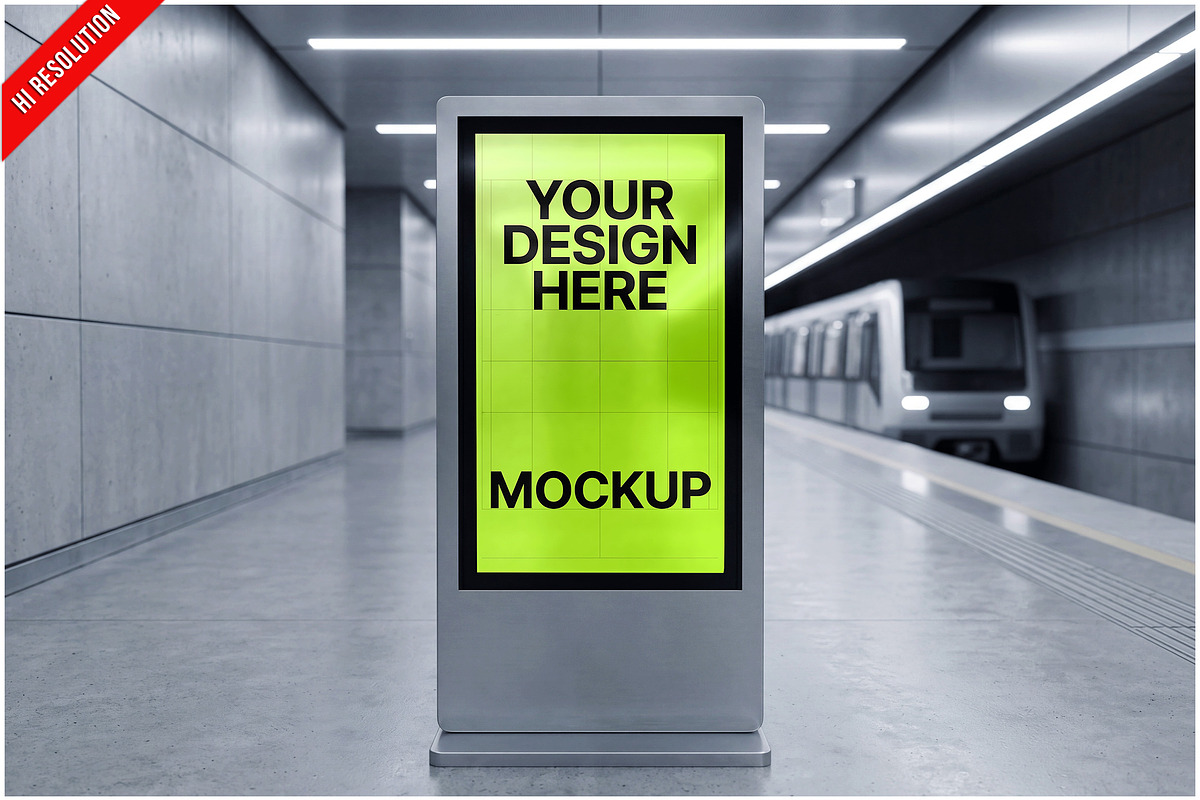 Digital Kiosk Subway Platform PSD, an Advertising Mockup by Bruno's Shop (Photo 1 of 3)