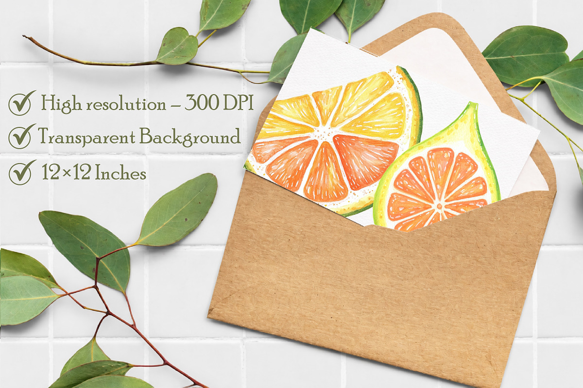 Watercolor Citrus Fruit Clipart, an Illustration by Libby Wishes (Photo 4 of 7)