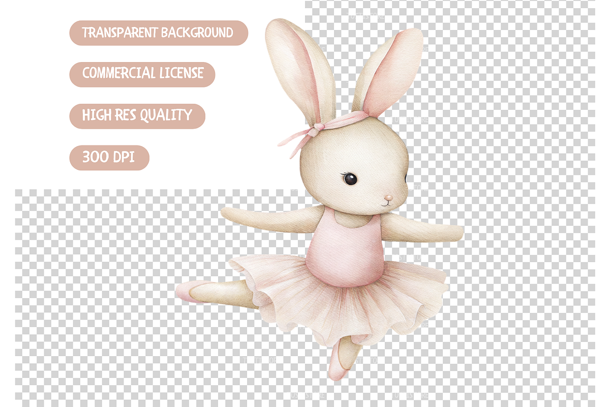 Bunny Ballerina Clipart, an Illustration by TatiMockup (Photo 7 of 7)