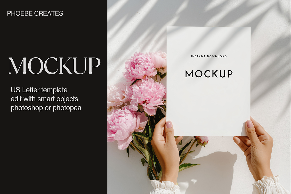 Floral US Letter Mockup – PSD, a Mockup by PhoebeCreates (Photo 1 of 6)
