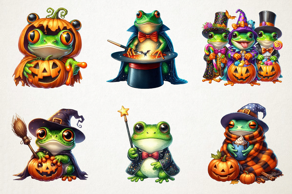 Funky Halloween Frogs Clipart, an Illustration by RobertsArt (Photo 7 of 7)