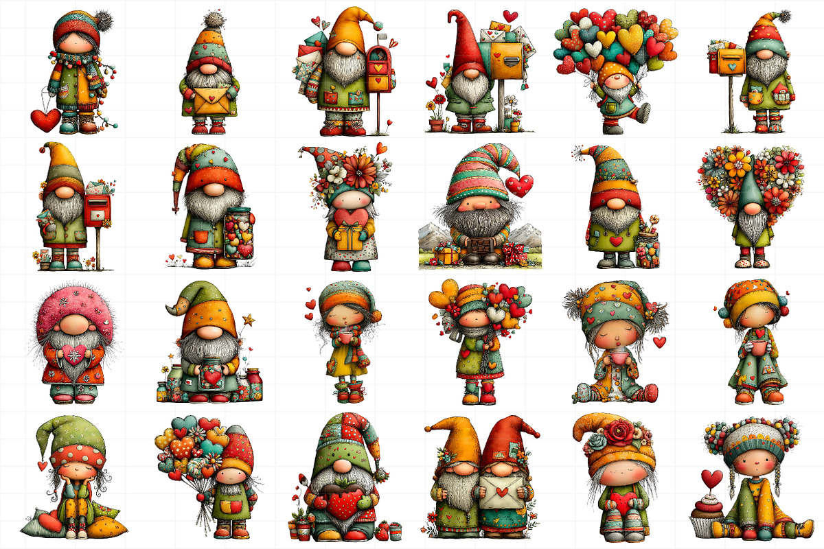 Valentines Gnome Clipart Bundle, an Illustration by Daily.Designs (Photo 5 of 5)