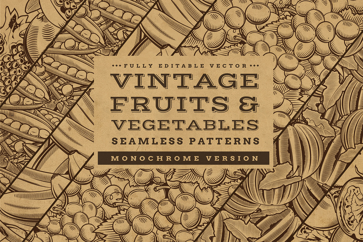 Fruits & Vegetables Vintage Patterns, a Pattern Graphic by ConceptCafe (Photo 1 of 5)