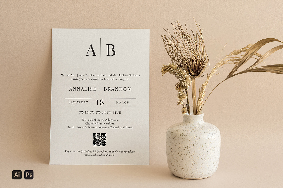 Wedding Invite with QR Code, a Stationery Template by Studio Nellcote (Photo 1 of 3)