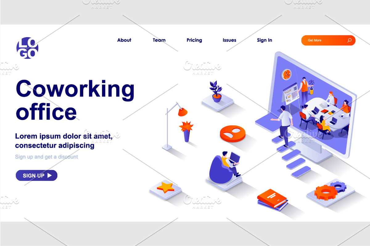 Isometric Landing Page Template, a Templates & Theme by alexdndz (Photo 8 of 31)