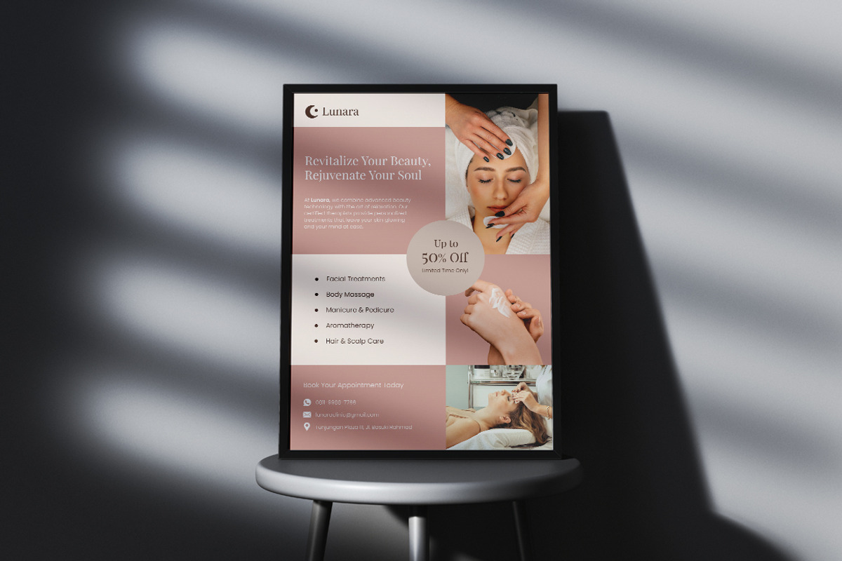 Lunara Beauty Clinic Flyer, a Graphic by Studio Delapan (Photo 3 of 4)
