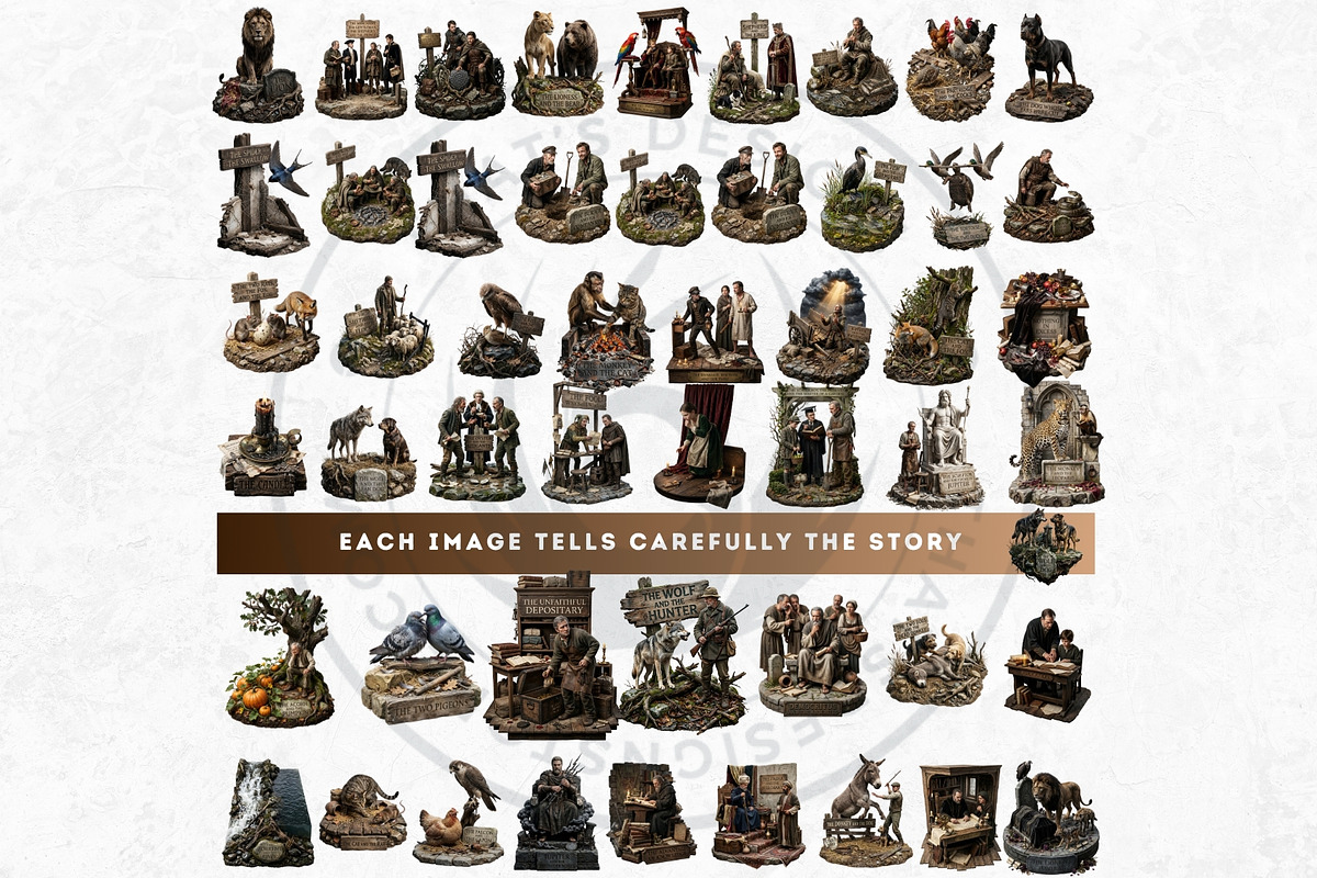 La Fontaine Fables Clipart Set V2, a Decorative Illustration by ThatsDesignArt (Photo 5 of 10)