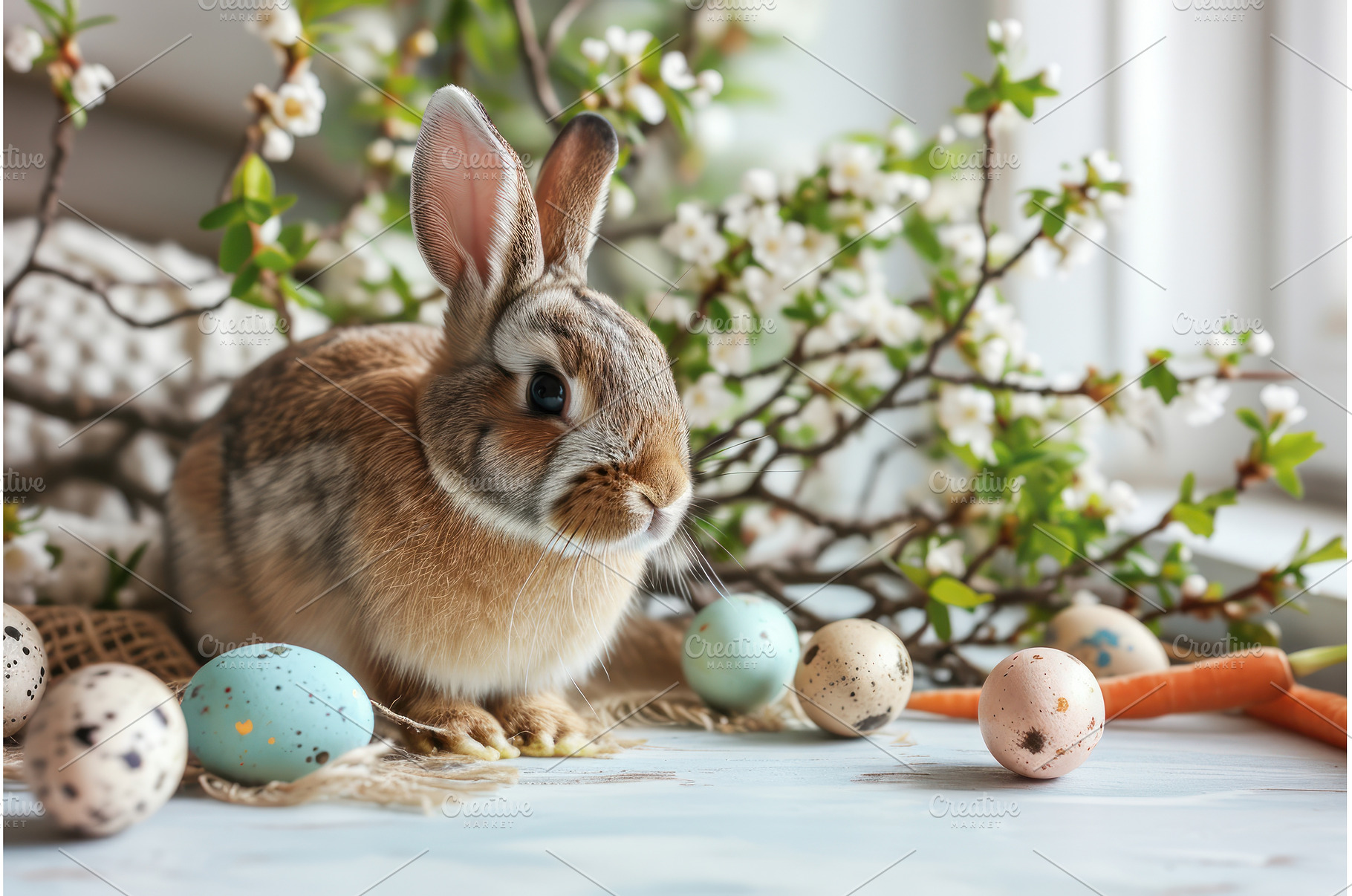 Easter composition with rabbit and, a Holiday Photo by Yulia Furman