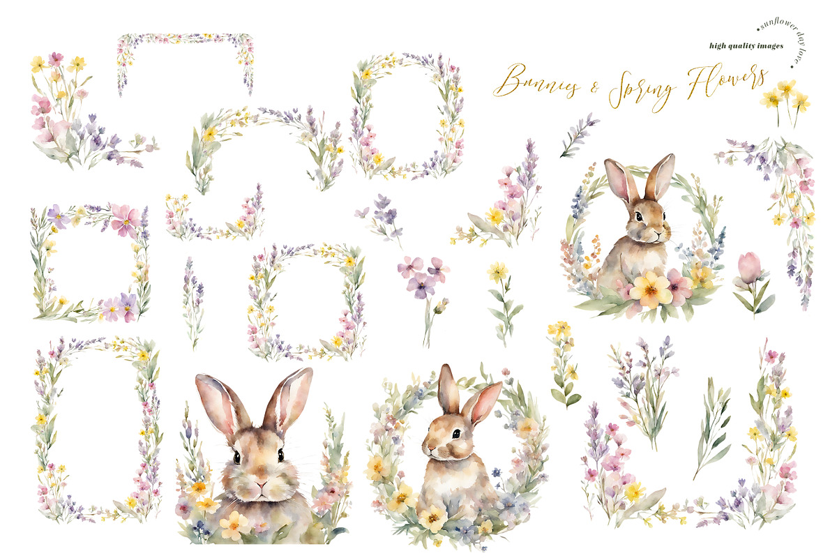 Spring Easter Cute Bunny Clipart, a Graphic by Sunflower Day Love (Photo 2 of 3)