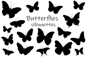 Butterflies Black Silhouettes SVG