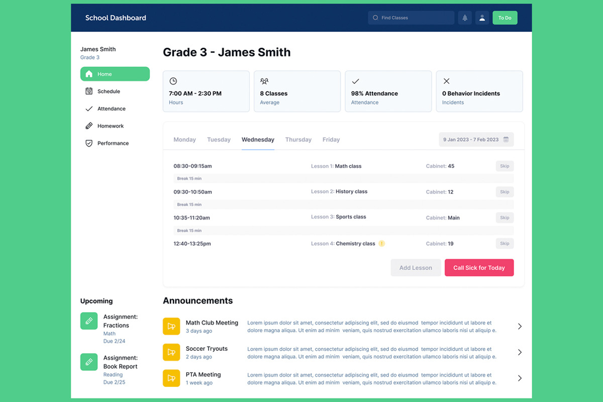 School & Education Dashboard Web app, an UI Kit Template by nagaredesignstudio (Photo 2 of 5)