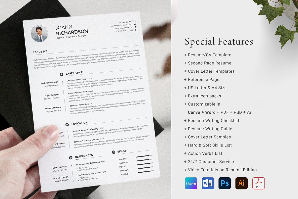 Resume / CV Template | Canva & Word, a Resume Template by CreativeZoom (Photo 2 of 7)