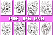 Flowers Coloring Book for Adults -V2, an Animal Illustration by Design Zone (Thumbnail 5 of 7)