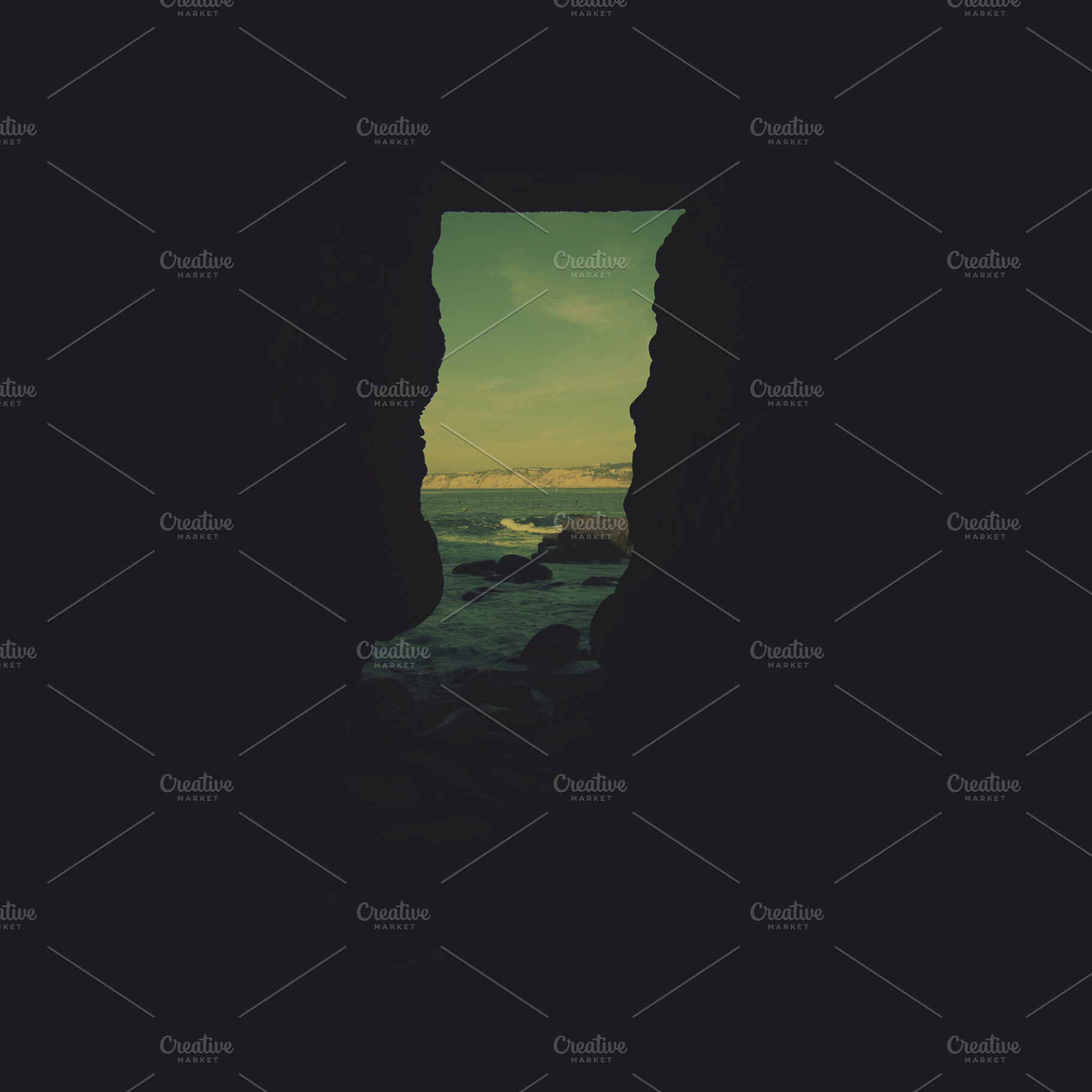 Sea view from a cave containing california, coast, and beach