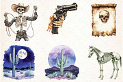 Watercolor Western Gothic Clipart, a Graphic by Libby Wishes (Thumbnail 2 of 4)