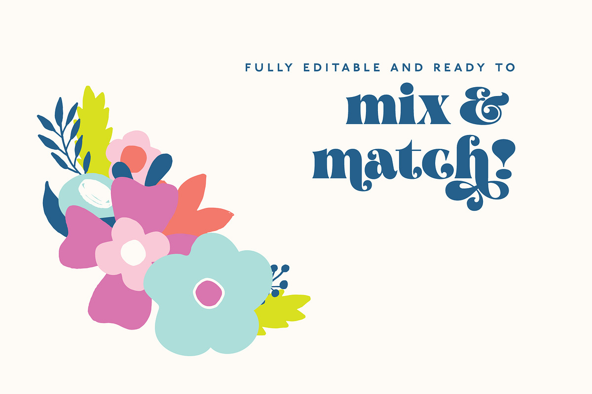 Retro Funky Vector Flower Set, an Object Graphic by Ashley DeMeyere (Photo 5 of 5)