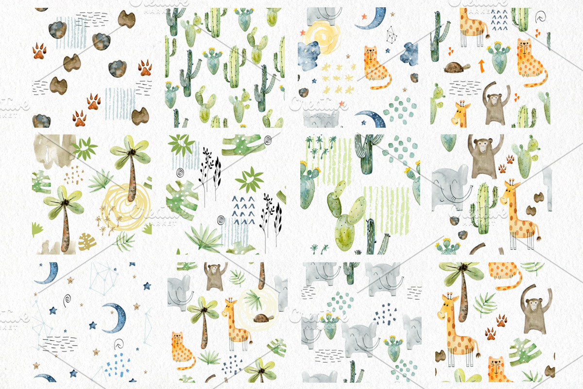 Watercolor safari clipart. Alphabet., an Animal Illustration by TaPilipa (Photo 12 of 13)