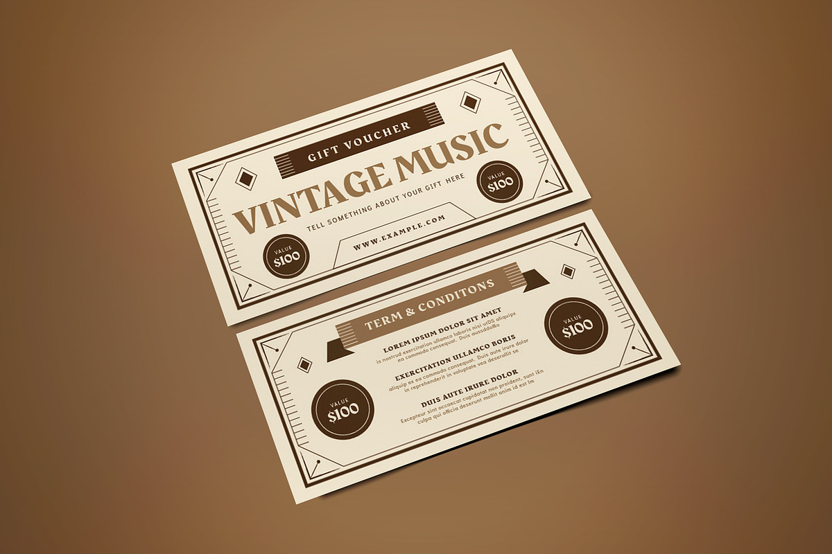 Vintage Music Voucher, a Card Template by graphicook (Photo 3 of 3)