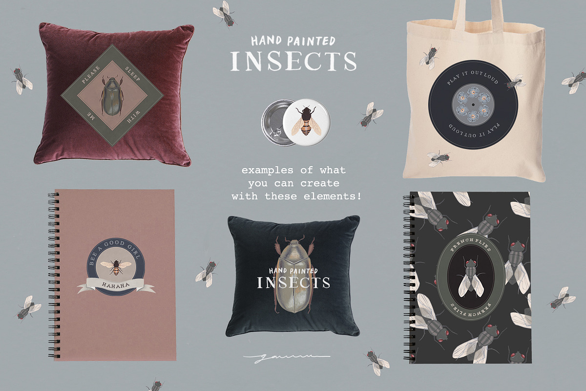 Hand Painted Insects Clipart, an Illustration by gamm (Photo 9 of 9)