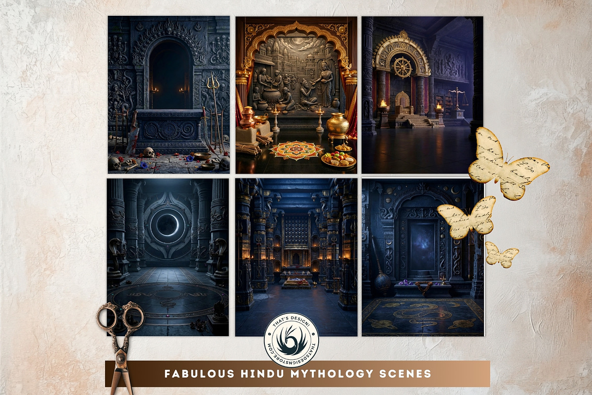 Hindu Mythology Temple Backdrops, a Decorative Illustration by ThatsDesignArt (Photo 12 of 14)