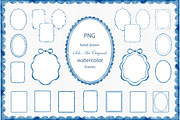 Frames and Borders-Blue Watercolor, an Object Graphic by Solo Art Original (Thumbnail 1 of 8)