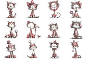 Whimsical Christmas Cat Clipart, an Illustration by CraftArtStudio (Thumbnail 2 of 6)