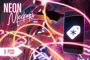Neon Iphone Mockups Bundle