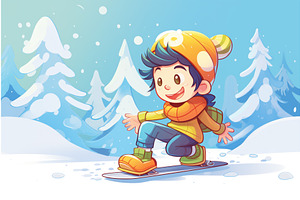 Childrens Beginner Snowboard On