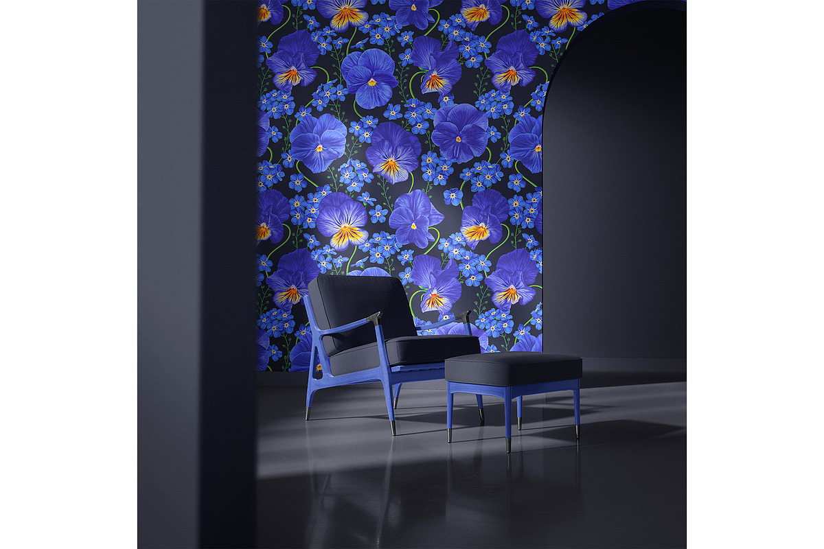 Pansies and Forget-Me-Not Pattern, a Pattern Graphic by MarynaPetrovska (Photo 4 of 12)
