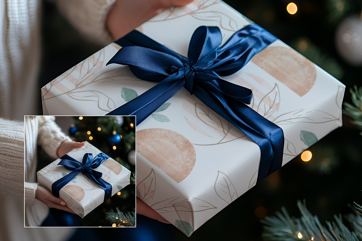 Gift Wrap Mockup w. Hands WR004-01, a Books & Magazine Mockup by Callistemon Creative (Photo 5 of 8)