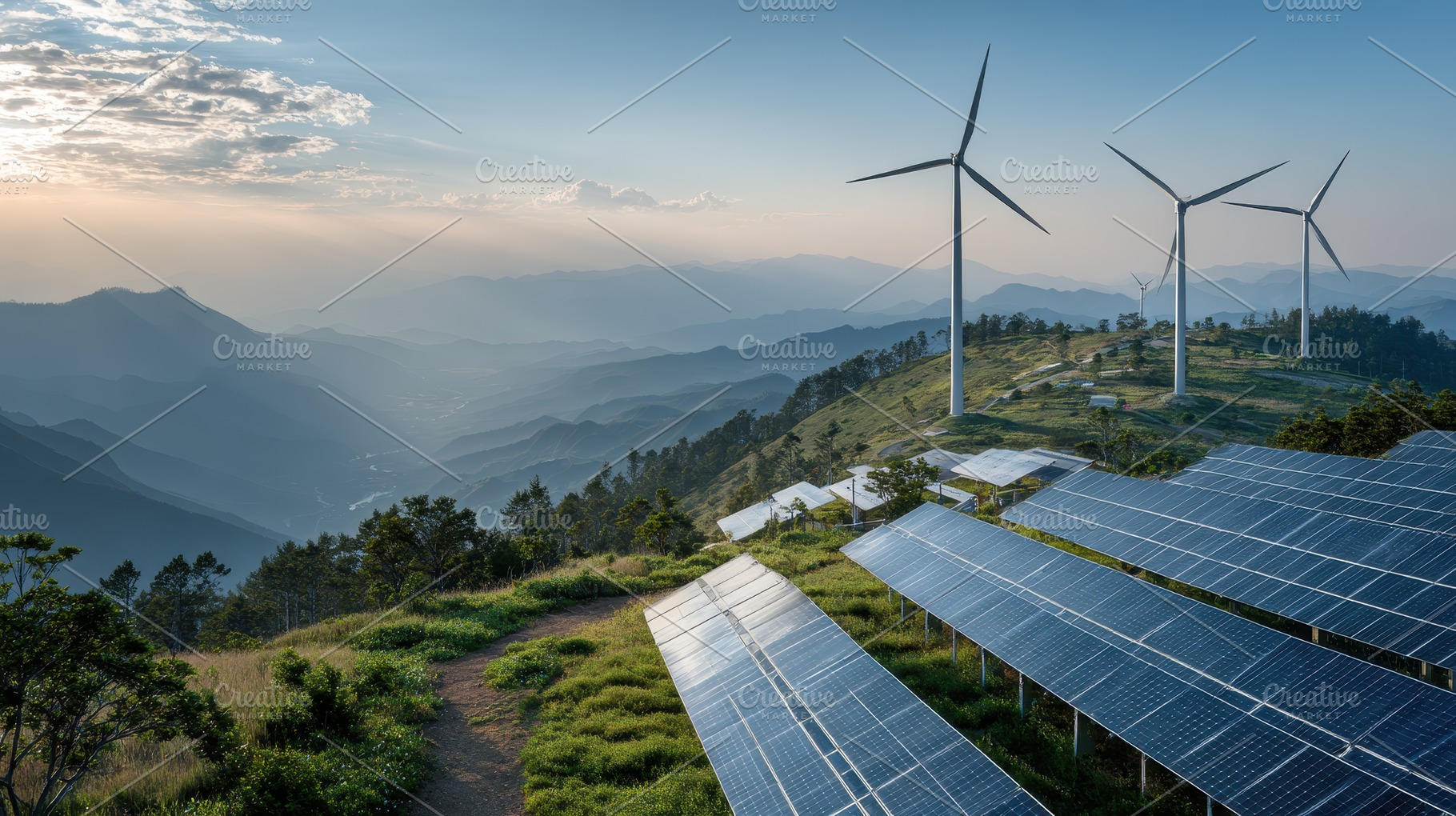 Mountaintop Green Energy Windmills S, a Photo by Pixeness Studio