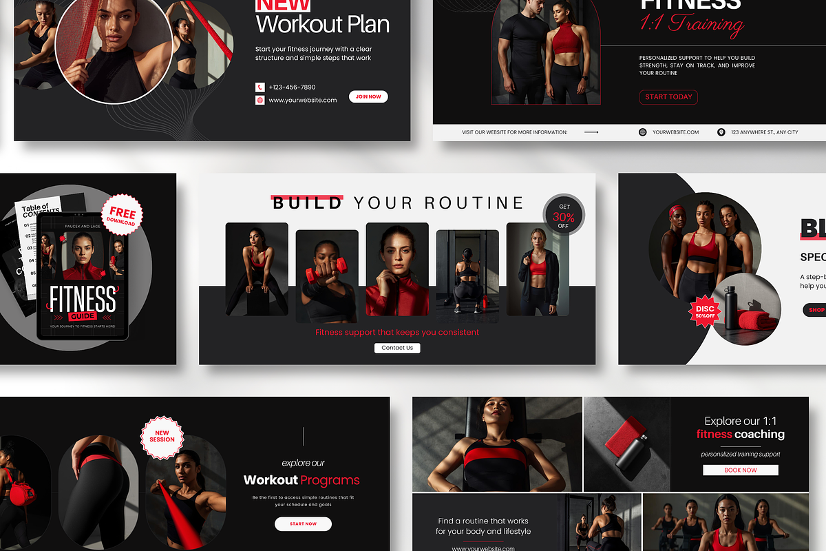 Fitness Coach Canva Template Bundle, a Social Media Template by DigiPax (Photo 11 of 15)
