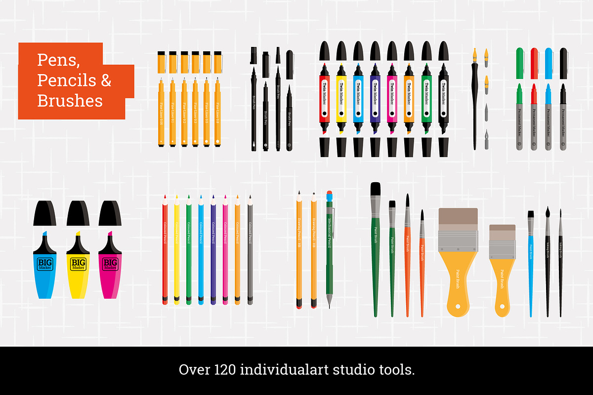 Art Supply Illustration Pack, a Work Illustration by Wingsart Studio (Photo 2 of 12)
