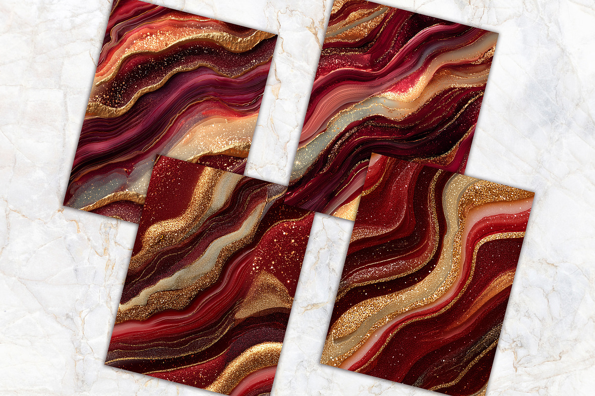 Glitter Gold Ruby Red Agate Papers, a Background Graphic by V Design Creator (Photo 9 of 12)
