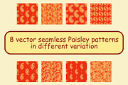 Orange Paisley patterns, a Pattern Graphic by ThaiByGaew (Thumbnail 2 of 3)