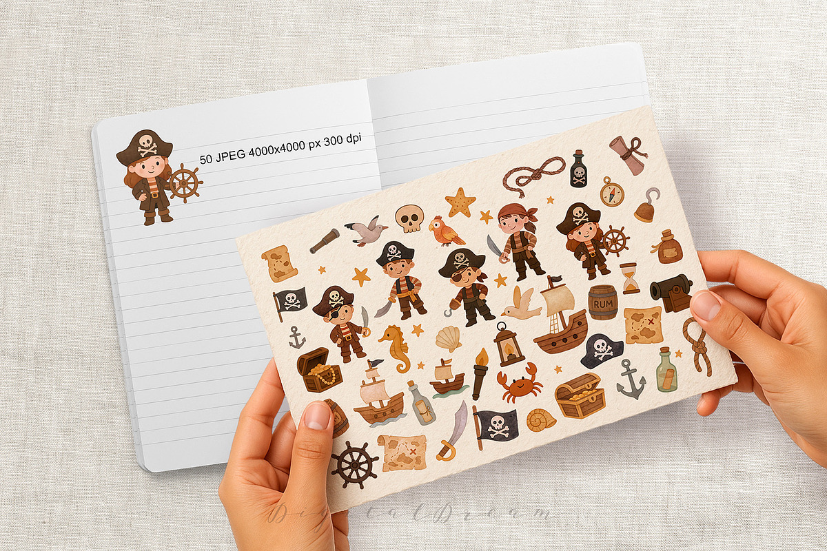 Pirate Party Clipart Set, a Wallpaper Graphic by DigitalDream (Photo 3 of 9)