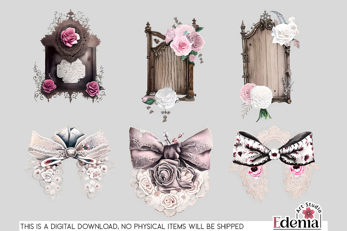 Victorian Gothic Wedding #2 Cliparts, a Seasonal Illustration by EdeniaArtStudio (Photo 3 of 9)