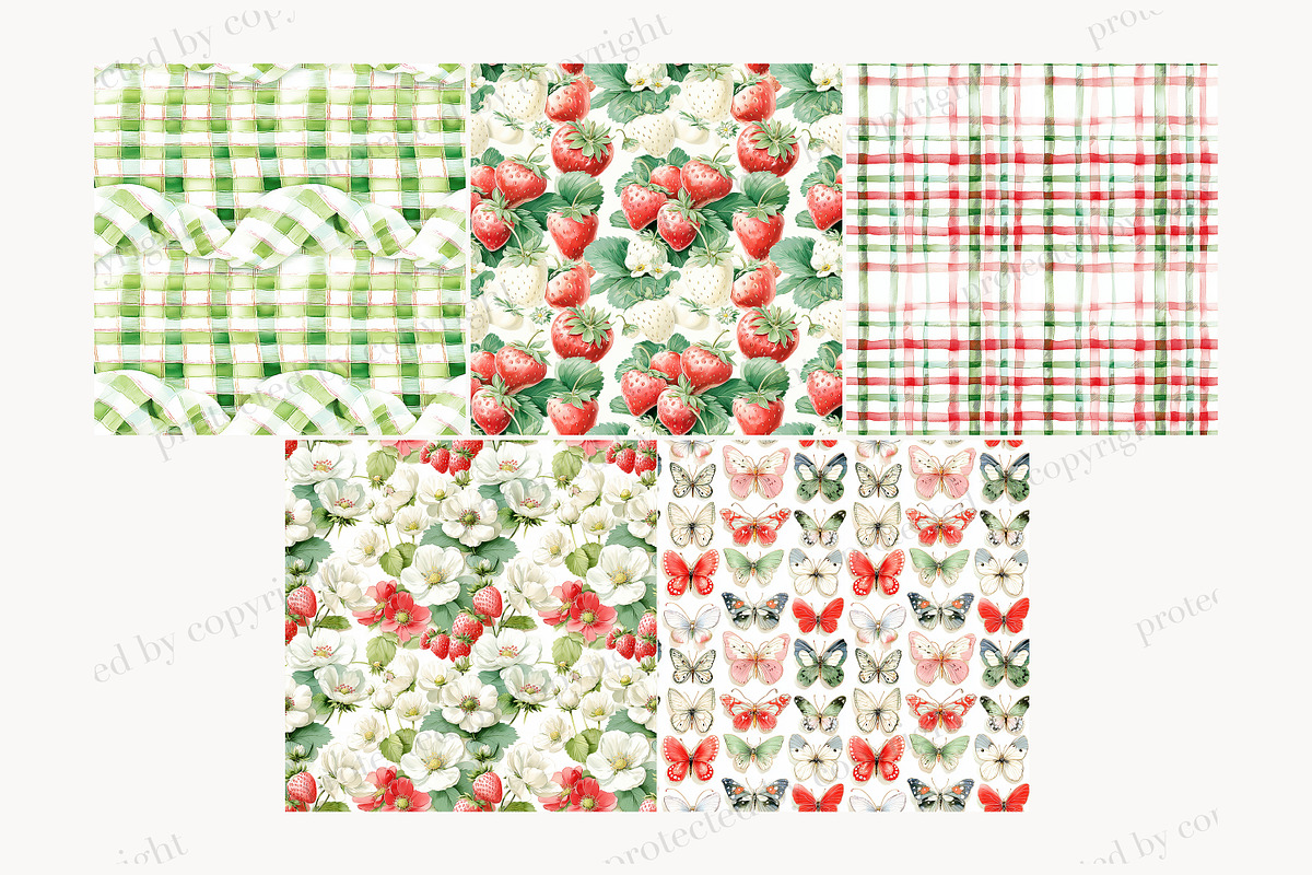 Strawberry Paper Pattern | Berries, a Pattern Graphic by GlamArtZhanna (Photo 3 of 4)