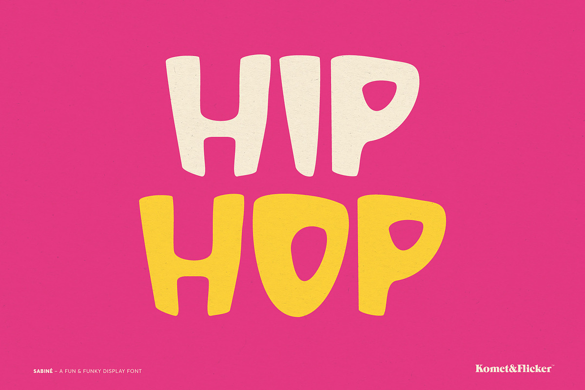 Sabiné - A Fun & Funky Display Font, a Sans Serif Font by Komet & Flicker (Photo 7 of 12)