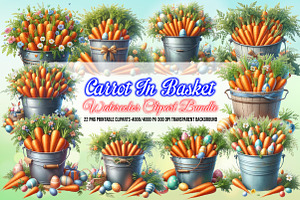 Watercolor Carrot in Basket Clipart, a Seasonal Illustration by Craft Nest